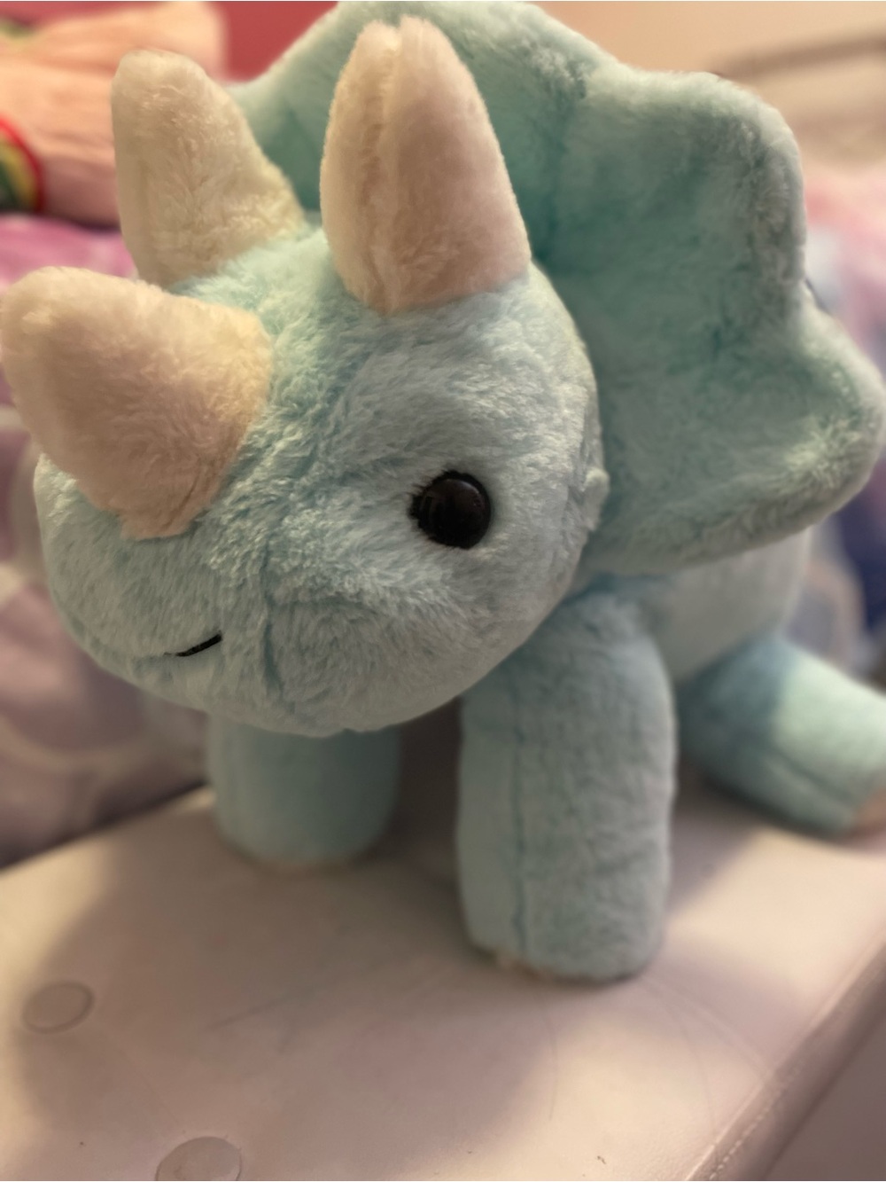 Large Weighted Plush Triceratops Stuffed Animal - Light Blue